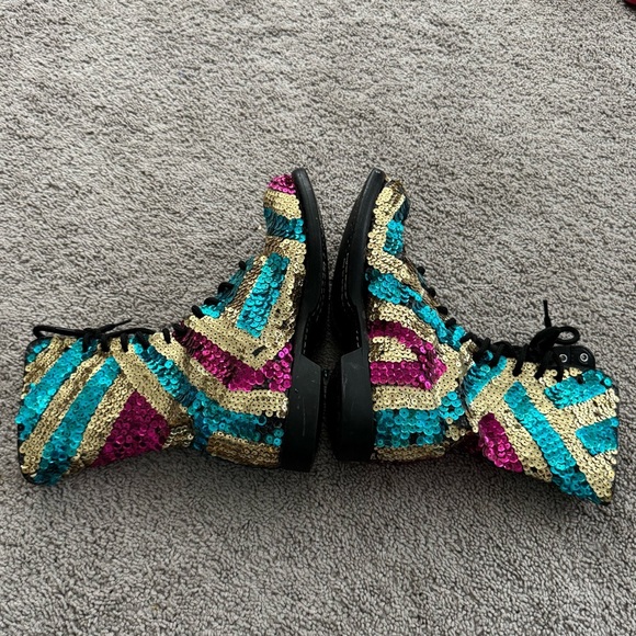 Corcoran‎ Military Boots Size 8.5 D Custom Made DIY Sequined Lace Up Boots main image 5